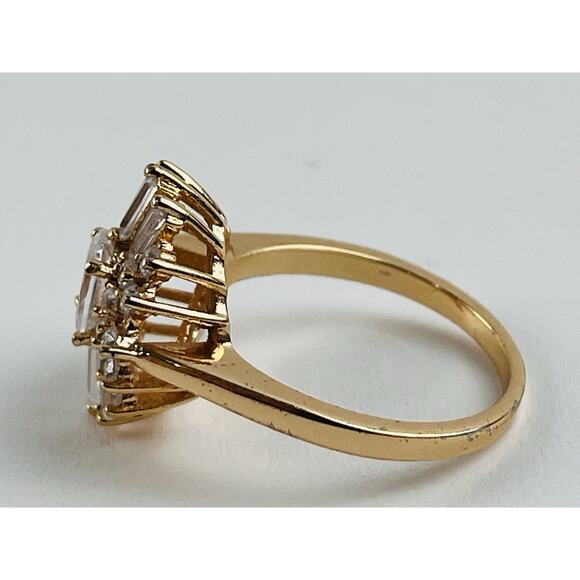 Cluster Waterfall Ring Size 9 w/ Clear Rhinestones Rose Gold tone Costume Faux - Picture 3 of 16